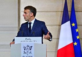 President Macron And PM Plenkovic Give A Press Conference - Paris