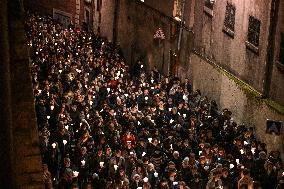 Religious Procession During Fete Des Lumieres 2025 - Lyon