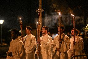 Religious Procession During Fete Des Lumieres 2025 - Lyon