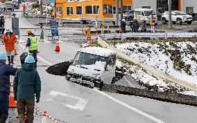 Aftermath of strong quake in northeastern Japan