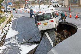 Aftermath of strong quake in northeastern Japan