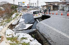 Aftermath of strong quake in northeastern Japan