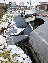 Aftermath of strong quake in northeastern Japan
