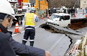 Aftermath of strong quake in northeastern Japan