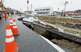 Aftermath of strong quake in northeastern Japan