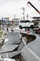 Aftermath of strong quake in northeastern Japan