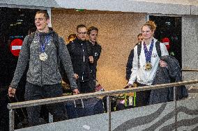 Estonian swimming team arrived at Tallinn Airport
