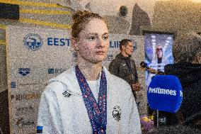 Estonian swimming team arrived at Tallinn Airport