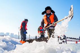 Ice Harvesting for The Ice City of Harbin - China