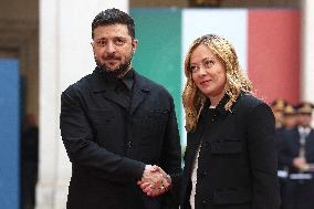 Giorgia Meloni Receives Volodymyr Zelenskyy - Rome