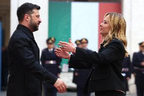 Giorgia Meloni Receives Volodymyr Zelenskyy - Rome
