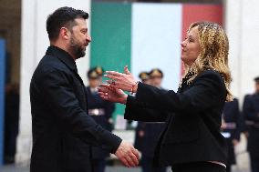 Giorgia Meloni Receives Volodymyr Zelenskyy - Rome