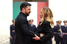 Giorgia Meloni Receives Volodymyr Zelenskyy - Rome