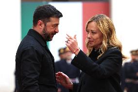 Giorgia Meloni Receives Volodymyr Zelenskyy - Rome