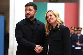 Giorgia Meloni Receives Volodymyr Zelenskyy - Rome