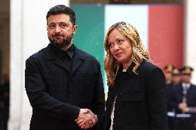 Giorgia Meloni Receives Volodymyr Zelenskyy - Rome