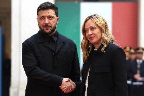 Giorgia Meloni Receives Volodymyr Zelenskyy - Rome