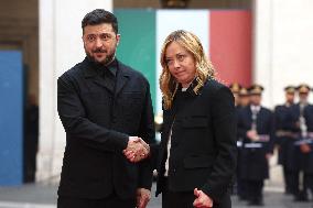 Giorgia Meloni Receives Volodymyr Zelenskyy - Rome