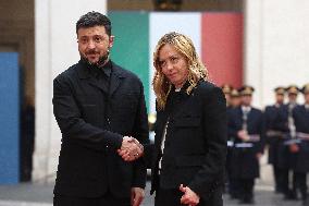 Giorgia Meloni Receives Volodymyr Zelenskyy - Rome