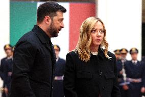 Giorgia Meloni Receives Volodymyr Zelenskyy - Rome