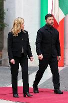 Giorgia Meloni Receives Volodymyr Zelenskyy - Rome