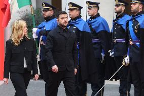 Giorgia Meloni Receives Volodymyr Zelenskyy - Rome