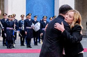 Giorgia Meloni Receives Volodymyr Zelenskyy - Rome