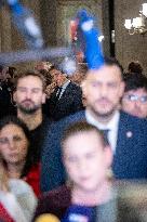 National Assembly - Politics after vote at Hall of Four Columns - Paris