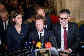 National Assembly - Politics after vote at Hall of Four Columns - Paris