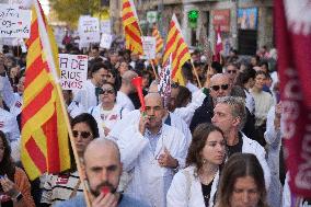 Demonstration of Metges De Catalunya for The Statewide Medical Strike - Spain