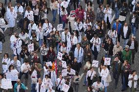 Demonstration of Metges De Catalunya for The Statewide Medical Strike - Spain