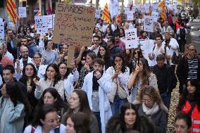 Demonstration of Metges De Catalunya for The Statewide Medical Strike - Spain