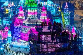 Construction of Harbin Ice and Snow World - China