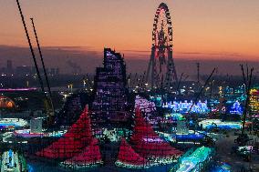 Construction of Harbin Ice and Snow World - China
