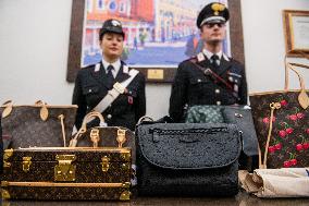 Carabinieri Return Stolen Bags In Press Conference - Rome