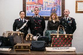 Carabinieri Return Stolen Bags In Press Conference - Rome