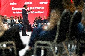 Macron Meets Readers of Ouest France Group - Saint-Malo