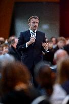 Macron Meets Readers of Ouest France Group - Saint-Malo