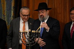 Ceremonial Menorah lighting in the Capitol