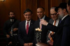 Ceremonial Menorah lighting in the Capitol
