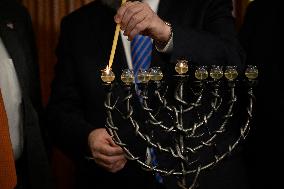 Ceremonial Menorah lighting in the Capitol