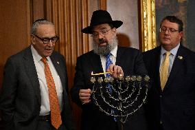 Ceremonial Menorah lighting in the Capitol