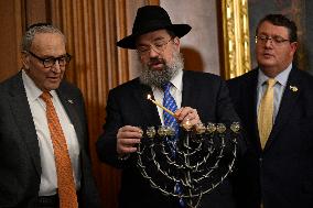 Ceremonial Menorah lighting in the Capitol