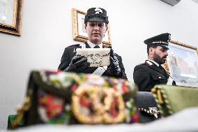 Carabinieri Return Stolen Bags In Press Conference - Rome