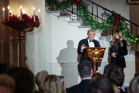 US President Donald J. Trump delivers remarks during the Congressional Ball at the White House