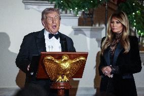 US President Donald J. Trump delivers remarks during the Congressional Ball at the White House