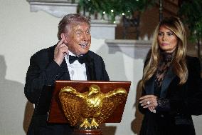 US President Donald J. Trump delivers remarks during the Congressional Ball at the White House