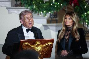 US President Donald J. Trump delivers remarks during the Congressional Ball at the White House