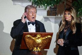 US President Donald J. Trump delivers remarks during the Congressional Ball at the White House
