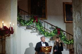 US President Donald J. Trump delivers remarks during the Congressional Ball at the White House